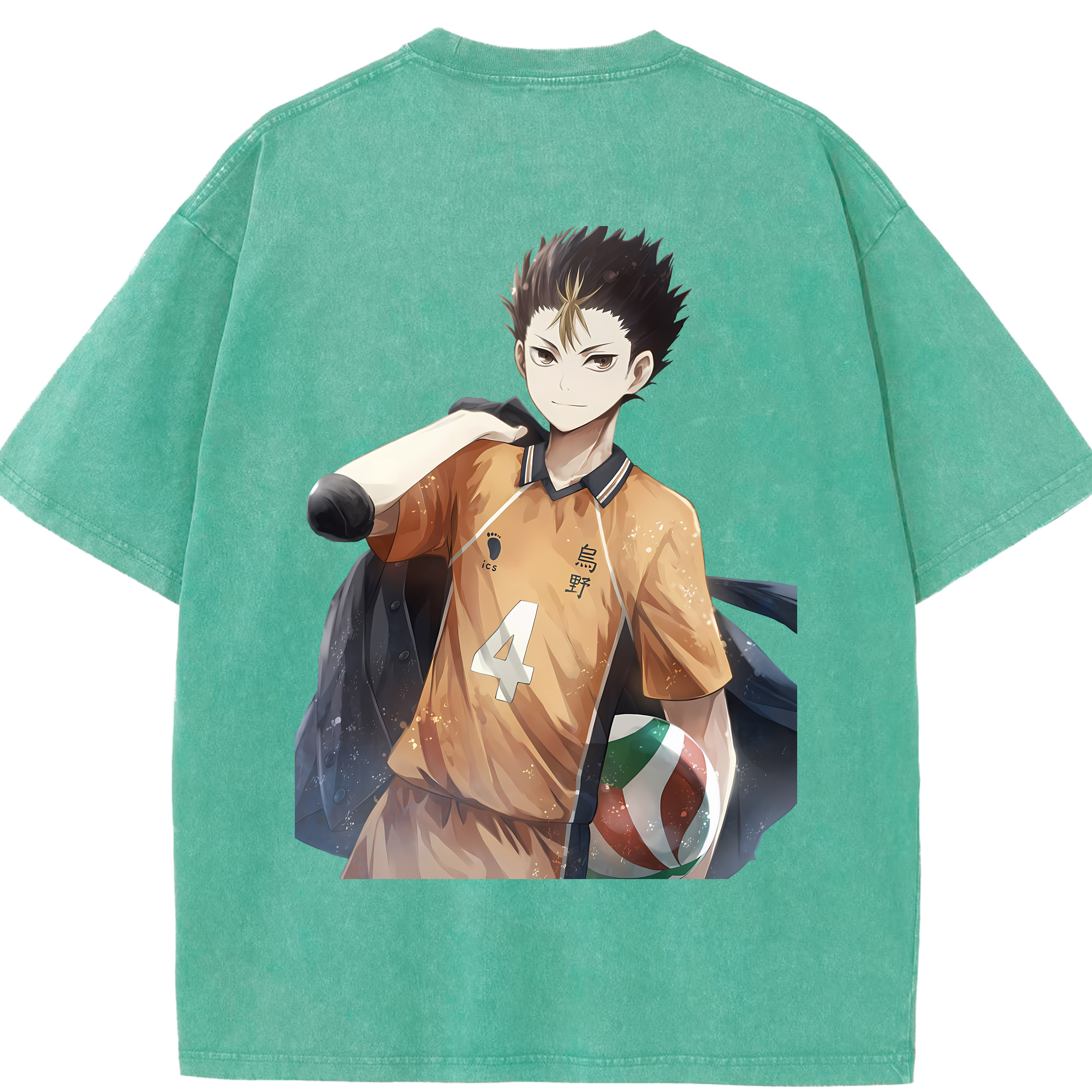 （画像用） ハイキュー!! Haikyu!! 綿100% ヴィンテージ風 半袖Tシャツ（背面プリント）